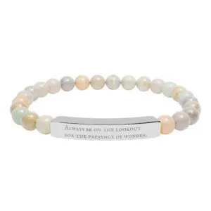 Beautiful pearl bracelet featuring an inspiring quote to elevate your spiritual style.