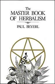Cover of a herbalism book with botanical illustrations and a pentagram symbol.
