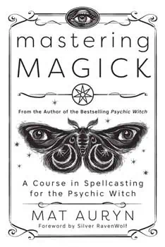 Book cover for "Mastering Magic" by Mat Auryn, featuring a mystical eye and a detailed moth illustra.