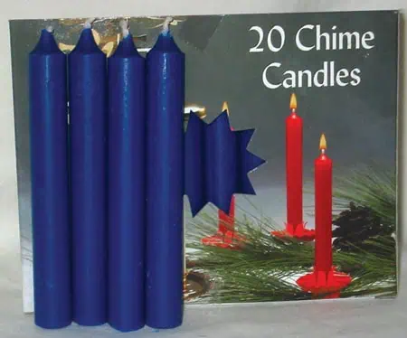 Blue chime candles for spiritual or ceremonial purposes.
