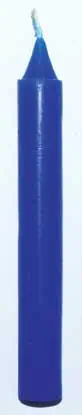 Blue candle with flame, symbolizing calm and spiritual focus in Celtic traditions.
