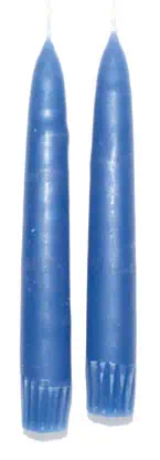 Blue candles with subtle textured patterns, suitable for spiritual rituals and ceremonies.