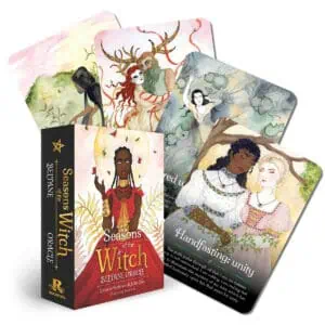 Tarot card with Celtic and nature-inspired artwork.