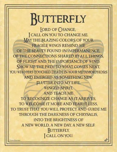 Celtic poem about a butterfly, nature, change, and spiritual transformation.