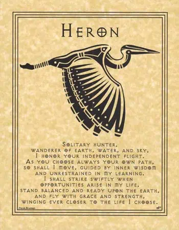 Heron Ogham symbol with descriptive text.