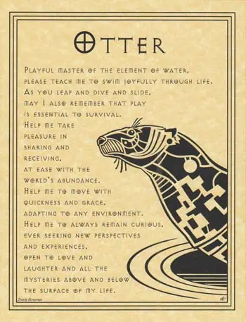 Illustration of an otter with Celtic knot patterns, symbolizing nature and spiritual connection.