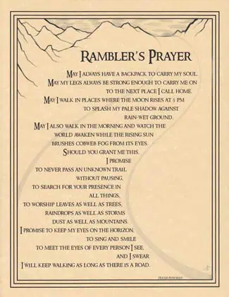 Celtic prayer about nature, journey, and spiritual connection, with mountains and trees in the backg.