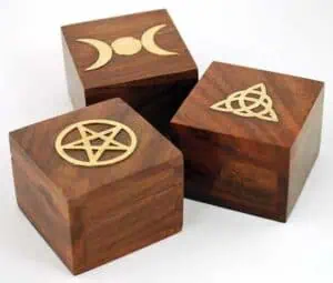 Wooden blocks featuring Celtic symbols for spiritual and educational use.