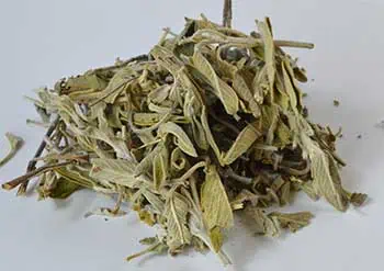 Dried herbal bundle with leaves and twigs, used in Celtic spiritual rituals and nature veneration.