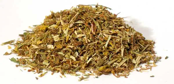 Herbal mixture for spiritual practices, dried and chopped plant material.