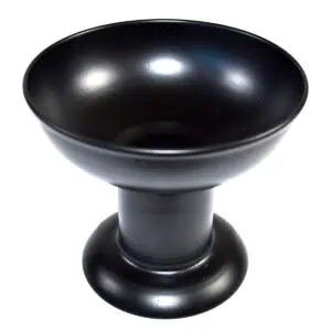 Ceremonial black bowl for Celtic spiritual rituals, with a wide top and stable base.