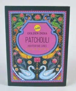 Incense pack with colorful floral and swan design, related to Celtic spirituality and nature venerat.