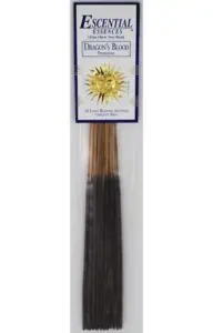 Incense sticks labeled "Dragon's Blood" for Celtic spirituality and nature veneration.