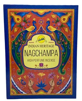 Image of Nagchampa incense box featuring vibrant, colorful Celtic motifs and symmetrical patterns.