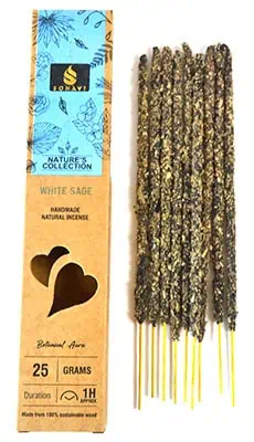 Handcrafted white sage incense stick for Celtic spirituality and nature veneration practices.