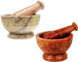 Mortar and pestle used for traditional Celtic herbal preparations and rituals.