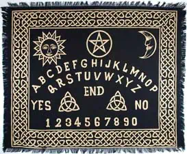 Spirit board featuring Celtic symbols, alphabet, and mystical motifs for modern spiritual practices.