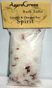 Bag of bath salts with herbs, related to Celtic spirituality and nature veneration.