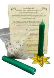 Earth blessing kit with candle, star-shaped holder, and printed instructions for Celtic spirituality.
