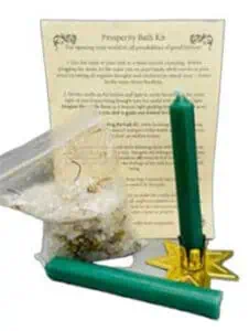 Prophecy Bath Kit with candles and paper for Celtic spiritual practices.