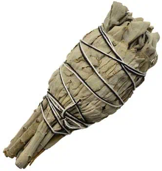 Herbal bundle tied with string for spiritual or ritual use.